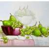 Green Pears  Green Grapes - Watercolor Paintings - By I Joseph, Realism Painting Artist